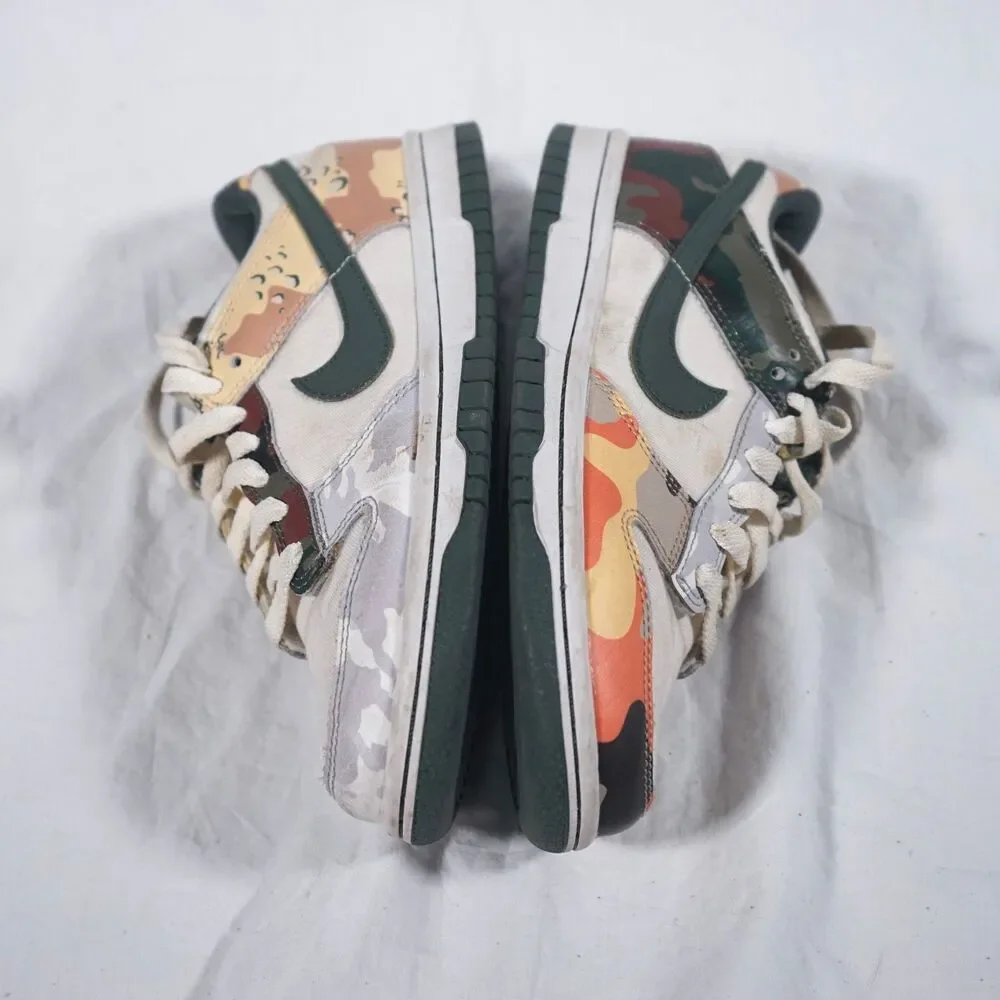 Nike Dunk Low SE Sail Multi-Camo GS White Green 4Y DB1909-100